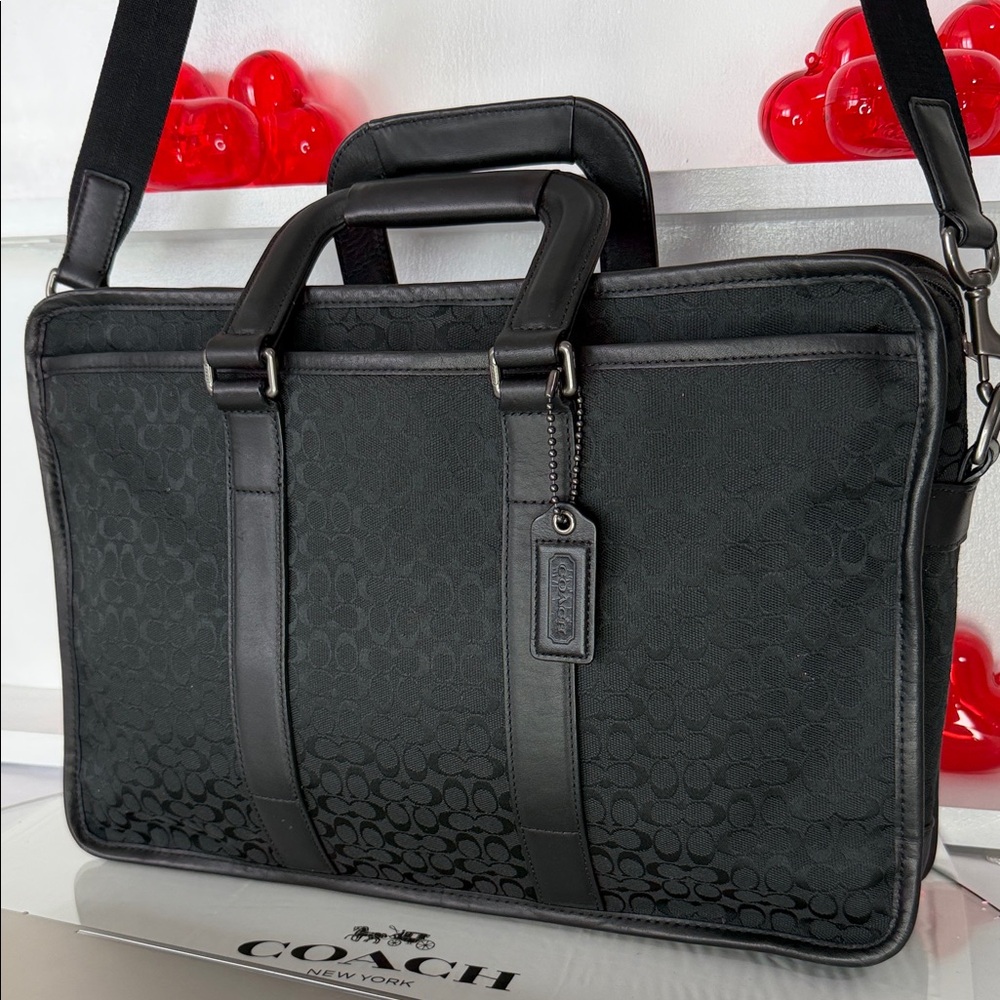 Coach F70759 Black Signature Men's Briefcase